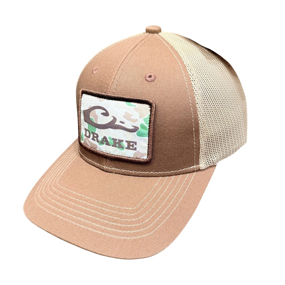 Drake Waterfowl Mesh‎ Back Trucker Snapback Hat Cap Brown New